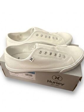 Hurley White Canvas Slip-On Sneakers